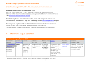 Sprachkurse Sommersemester 2024 THWS: Englisch & Deutsch Kurse