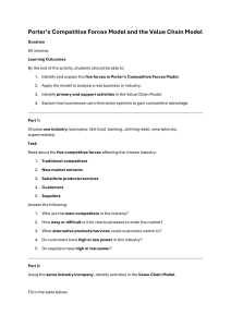 Porter's Competitive Forces & Value Chain Model Worksheet