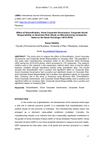 Effect of Diversification, GCG, CSR on Business Risk in Manufacturing