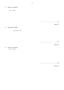 Mathematics Algebra Worksheet