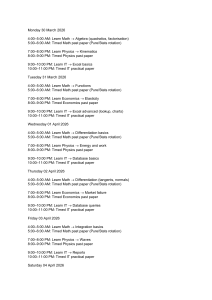 Study Schedule: Math, Physics, Economics, IT (March-April 2026)