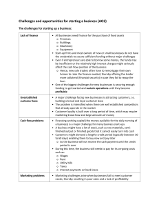Challenges and Opportunities for Starting a Business