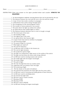Science 10 Quiz: Light & Optics Questions