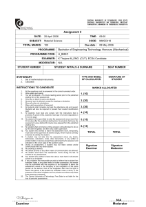 Material Science Exam Paper: Assignment 2 Questions