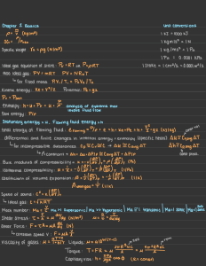 Fluid Mechanics Chapter 2 Basics: Equations & Concepts