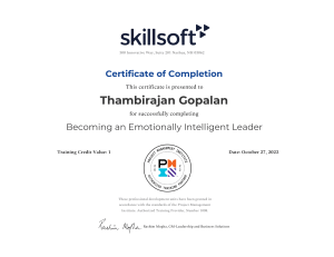 Certificate of Completion: Emotionally Intelligent Leader Training
