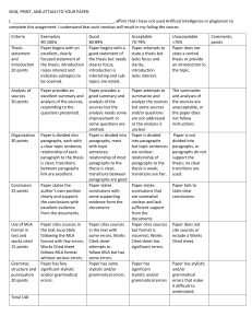 Assignment Grading Rubric Criteria