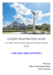2026 Yonsei International Summer School Course Registration Guide
