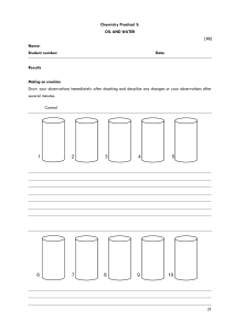 Chemistry Practical 3: Oil and Water Emulsions Lab