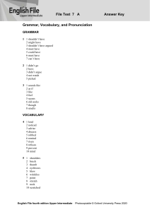 English File Upper Intermediate Test 7A Answer Key