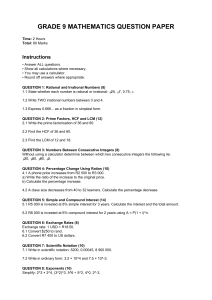 Grade 9 Mathematics Question Paper