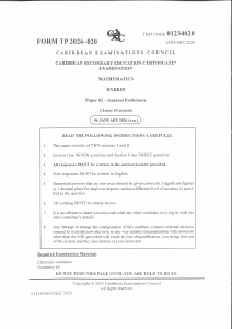 CSEC Mathematics Exam Paper 02 2026