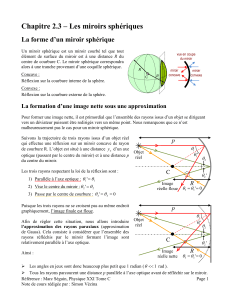 Chapitre 2.3 : Les miroirs sph&eacute;riques &ndash; Physique