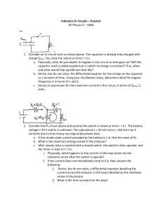 Inductors in Circuits Practice Worksheet - AP Physics C