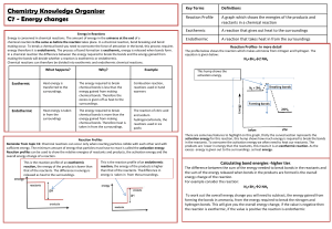 Chemistry Knowledge Organiser: Energy Changes (C7)