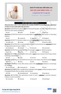 Advanced Reading Comprehension Vocabulary Exercises Weeks 1-5