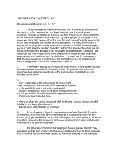 Answers to Chapters 19-20: Employment & Labour Law