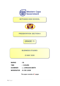 Grade 11 Business Studies Exam Paper