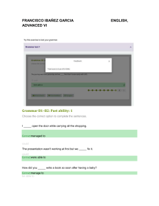 English Grammar B1-B2 Past Ability Exercises