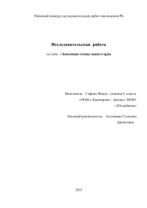 Исследовательская работа: Зимующие птицы нашего края