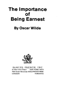 The Importance of Being Earnest Play Script by Oscar Wilde