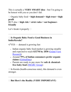 Organic Baby Food Business in Kerala/India: Guide for Beginners
