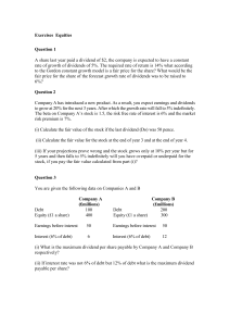 Equity Valuation Exercises: Financial Models and Calculations