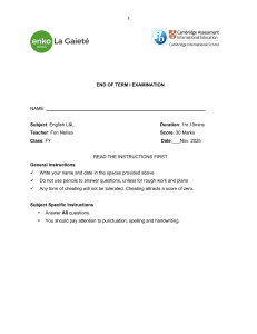 English L&L End of Term I Exam Paper