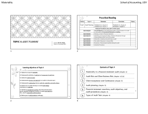 Audit Planning Lecture - UEH School of Accounting