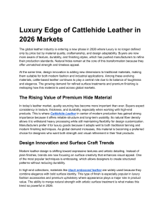 Luxury Cattlehide Leather in 2026 Markets