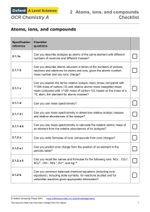 OCR Chemistry A: Atoms, Ions, Compounds Checklist