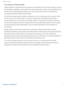 The Importance of Gender Equality