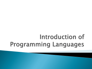 Introduction to Programming Languages