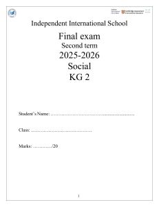 KG 2 Social Studies Final Exam 2025-2026