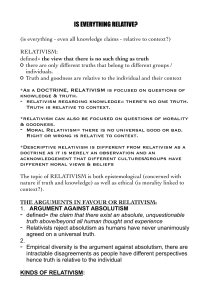 Is Everything Relative? Understanding Relativism