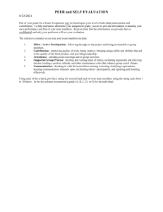 Peer and Self Evaluation Form for Team Projects