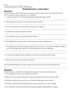 Comma Splices Worksheet - Writing Mechanics Exercises