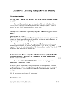 Chapter 1: Differing Perspectives on Quality