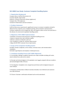ISO 10002 Case Study: Customer Complaint Handling