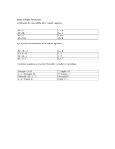 Simple Formulae Worksheet: Algebra Practice