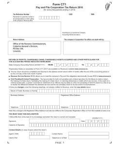 Form CT1 2010 Corporation Tax Return