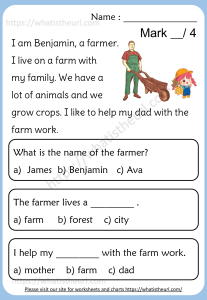 Benjamin the Farmer Reading Comprehension Worksheet