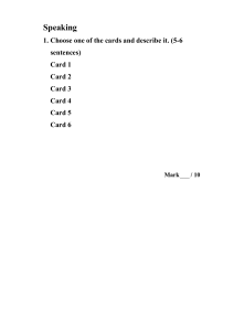 Speaking Exercise Cards for Language Learning
