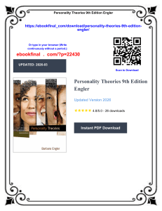 Personality Theories 9th Edition Engler Textbook