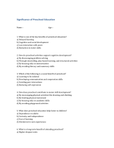 Significance of Preschool Education Quiz