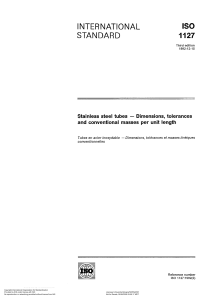 ISO 1127:1992 Stainless Steel Tubes Dimensions Tolerances Masses