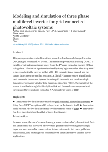 Modeling and Simulation of Three Phase Multilevel Inverter for Grid Connected Photovoltaic Systems