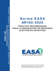 Norma EASA AR100-2025: Pr&aacute;ctica Recomendada para Reparaci&oacute;n de M&aacute;quinas El&eacute;ctricas Rotativas