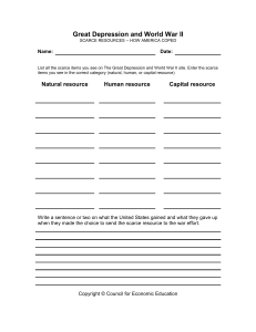 Great Depression WWII Scarce Resources Worksheet