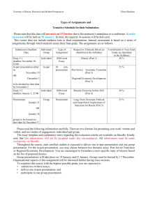 Economy of Russia: Assignments & Schedule
